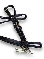 Вуздечка брезентова для коня західного типу Horse Stall прошита чорна. Вуздечка-кантер для коней з трензелем., фото 5