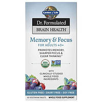 Натуральная добавка Garden of Life Dr. Formulated Brain Health, Memory & Focus for Adults 40+, 60 таблеток