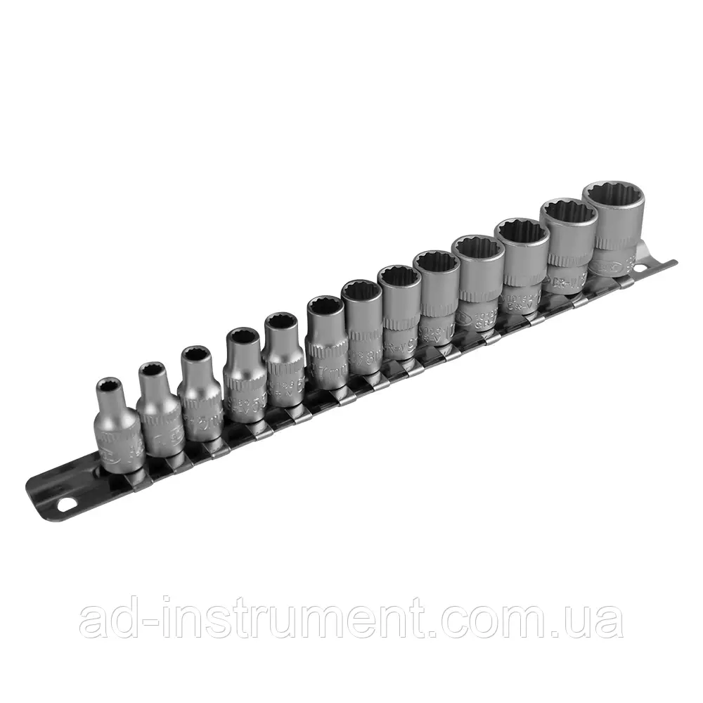 Набір головок 12 граней на планці 1/4", 4-14 мм, 13 шт. 52717 JBM