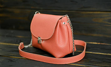 Жіноча шкіряна сумка Олівія, натуральна шкіра Флотар, колір Корал, фото 4