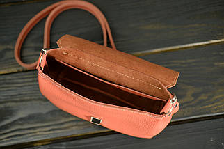 Жіноча шкіряна сумка Олівія, натуральна шкіра Флотар, колір Корал, фото 5