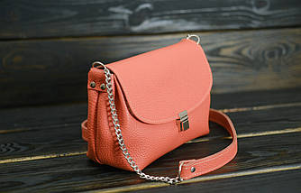 Жіноча шкіряна сумка Олівія, натуральна шкіра Флотар, колір Корал, фото 3