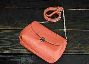 Жіноча шкіряна сумка Олівія, натуральна шкіра Флотар, колір Корал, фото 2