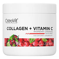 Препарат для суставов и связок OstroVit Collagen + Vitamin C, 200 грамм Малиновый лимонад с мятой