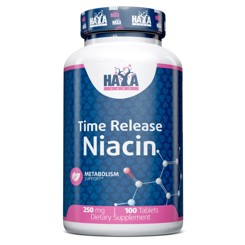 Вітаміни та мінерали Haya Labs Time Release Niacin 250 mg, 100 таблеток