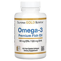 Жирні кислоти California Gold Nutrition Omega 3 Premium Fish Oil, 100 рибних капсул CN7033 vh