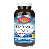 Жирні кислоти Carlson Labs Elite Omega-3 plus D3 & K2, 180 капсул CN7440 vh