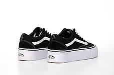 Жіночі кеди Vans Old Skool Platform Premium Взуття Ванси чорно-білі на високій платформі текстиль, фото 4