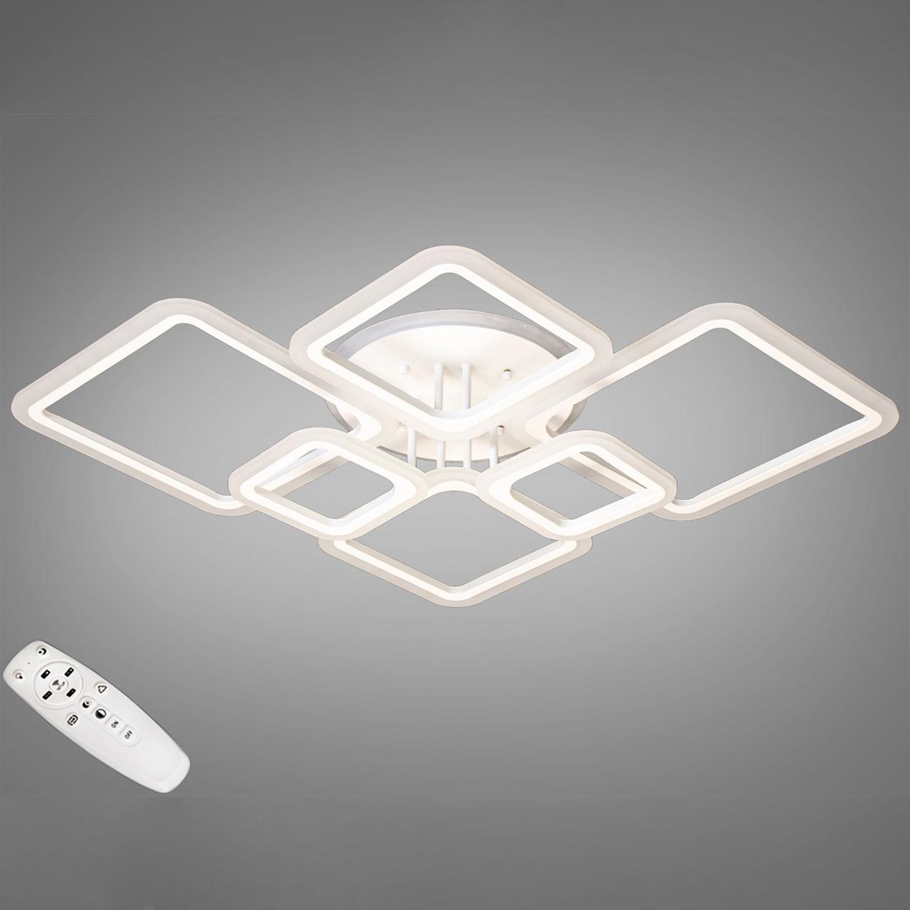 Світлодіодна люстра 150 Вт на пульті д/у з діммером і підсвічуванням основи колір каркасу білий D-A9271/6WH LED, фото 1