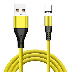 Магнітний кабель USB XoKo SC-400 Magneto Liquid Silicone Yellow, 3 в 1 - Lightning, Micro USB, Type-C, 1 м