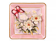 Декоративная тарелка Бабочка в розах 21 х 21 см 59-407