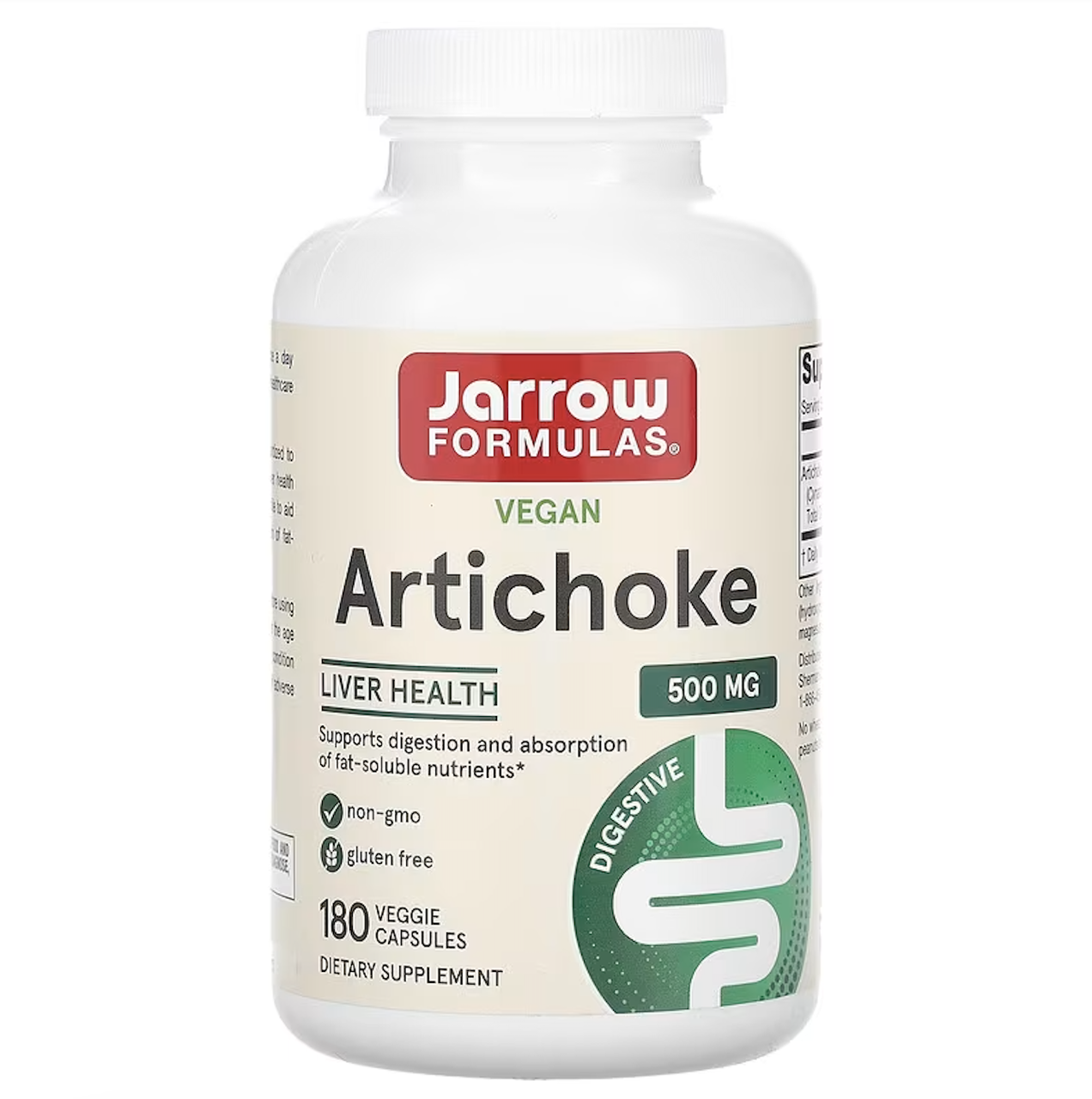 Jarrow Formulas, артишок, 500 мг, 180 веганських капсул