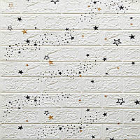 Декоративна 3D панель самоклейка 700х770х5мм Зірки (біла цегла) (021) SW-00000086