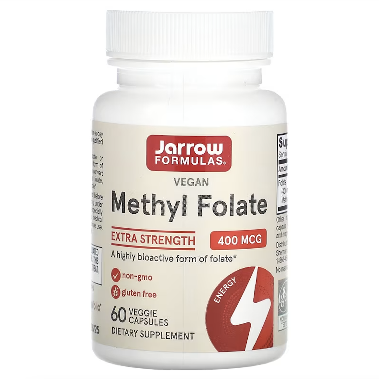 Jarrow Formulas, веганський метилфолат, посилена дія, 400 мкг, 60 веганських капсул