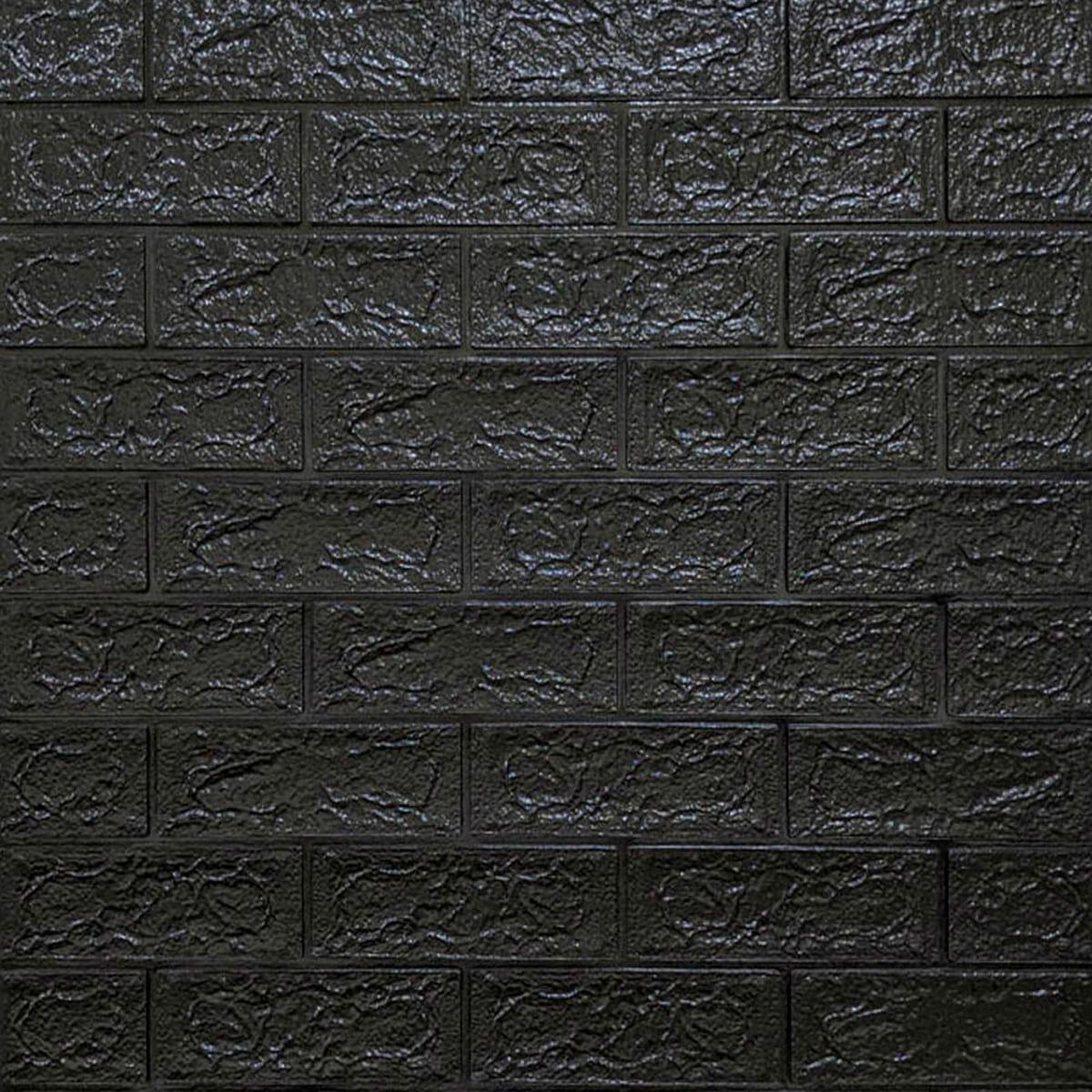 3D панель самоклеюча цегла Чорна 700х770х3мм (019-3) SW-00000584