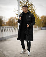 Мужская зимняя парка Under Armour черная до -30*С спортивная теплая Удлиненная куртка Андер Армор (G)