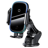 Автомобільний тримач з бездротовою зарядкою Baseus Light Electric Holder Black 15w, фото 3