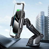 Автомобільний тримач з бездротовою зарядкою Baseus Light Electric Holder Black 15w, фото 5