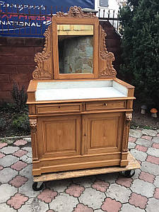 Дамський столик з дзеркалом, трюмо, комод, тумба для косметики, з натурального дуба та мармуру Німеччина