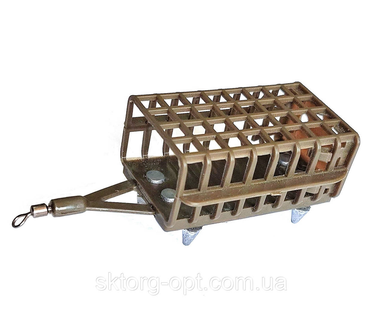 Годівниця фідерна пласт. квадратна вага 50 г із ґрунтозачепами, фото 1