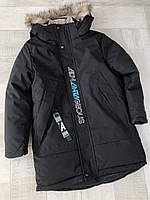 Практичная водоотталкивающая зимняя черная куртка для мальчика р.134-158