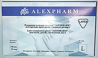 Перчатки латексные ALEXPHARM, нестерильные, опудренные, нетекстурированные, 5.0 г (100 шт./уп.), р. L