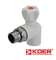 Кран радиаторный угловой ППР Koer 20x1/2 (Чехия) K0157