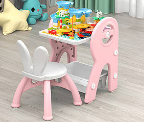 Стіл-трансформер з конструктором Terrio “Bunny” Рожево-білий