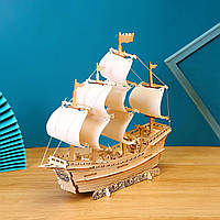 Дерев'яний Конструктор Вітрильний корабель Модель 3D пазл дерев'яна 78 деталей