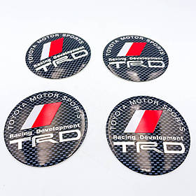 Наклейки на ковпачки заглушки в диски TOYOTA Racing Development (Тойота)  56 мм Чорний 4 шт