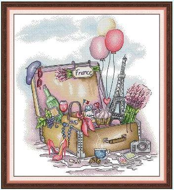 Набір для вишивання за нанесеною на канву схемою "Return from a trip to France". AIDA 14CT printed 38*43 см