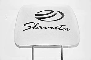 Чохол підголівників SLAVUTA білий чорний логотип