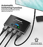 VWRHar HDMI Switch 3 IN 1 OUT Алюмінієвий розгалужувач HDMI з дистанційним перемикачем HDMI Підтримує монітор 4K 3D HD Бездротове, фото 5