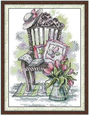 Набір для вишивання за нанесеною на канву схемою "A Chair". AIDA 14CT printed 21*29 см