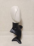 Жіночий манекен голови білий з чорним бюстом (з чолкою), фото 3