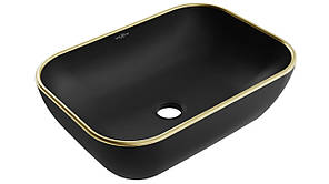 Умивальник (раковина) MEXEN RITA BLACK MATT GOLD EDGE накладний *