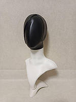 Женский манекен головы черный с белым бюстом (с челкой)
