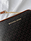 Жіноча сумка крос-боді Michael Kors Jet Set коричнева шкіряна, фото 8