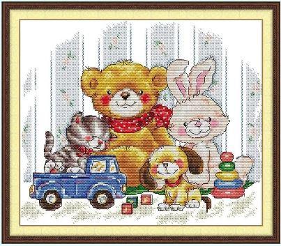 Набір для вишивання за нанесеною на канву схемою "Good Friends". AIDA 14CT printed 35*31 см