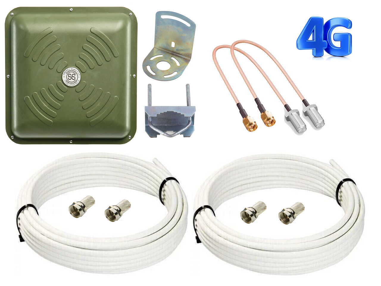 Комплект 4G Антенна ENERGY MIMO ОЛИВА з кабелем (2Х10м) та перехiдники SMA - 2 шт.