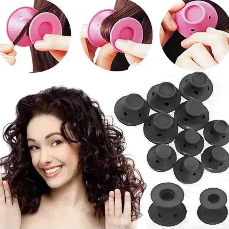 Бігуді силіконові Hair Magic Curler "Грибочки" для завивки волосся (10 шт. в упаковці) чорні