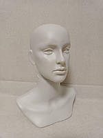 Женский манекен головы белый с подставкой (с чертами лица)