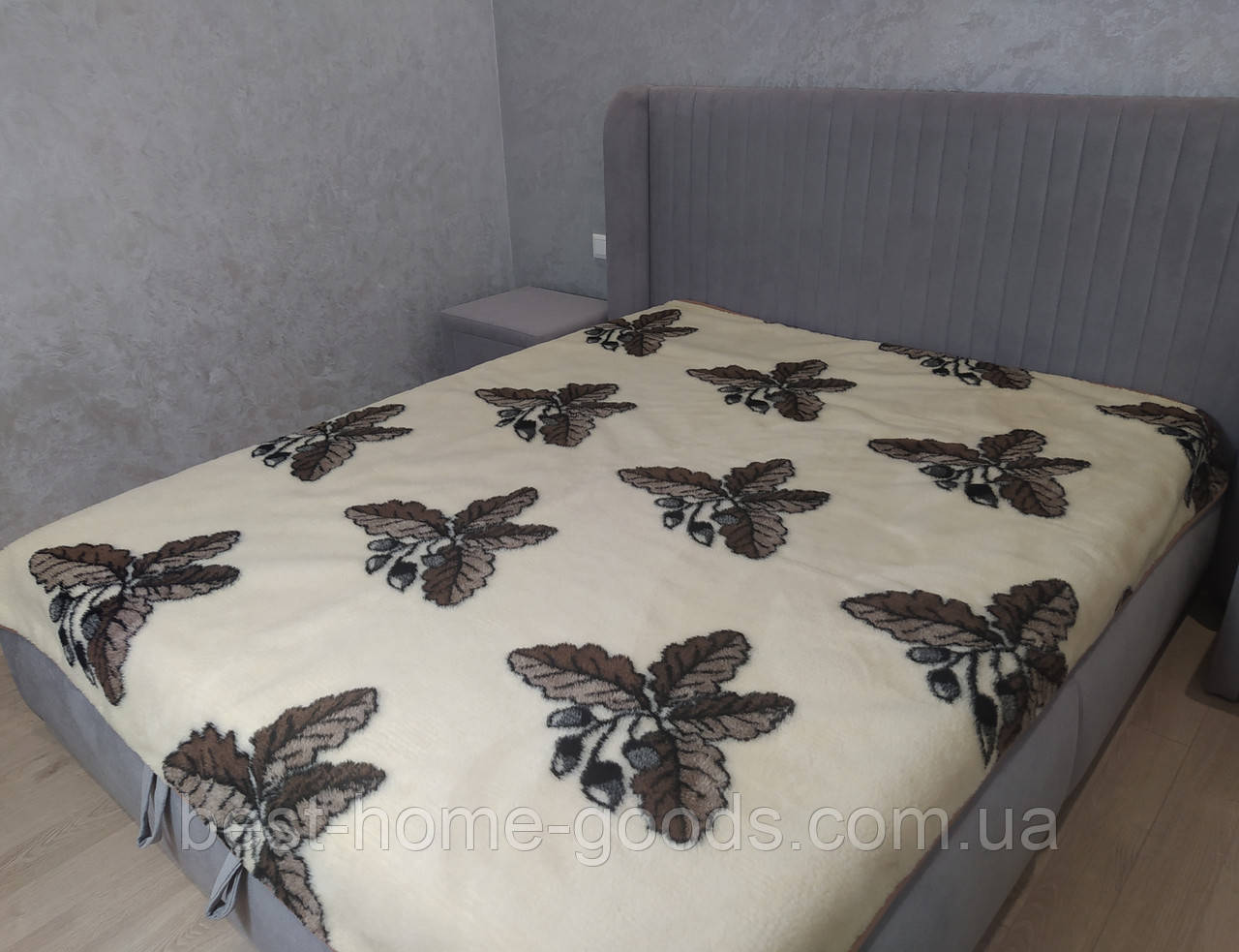 Тепла натуральна ковдра з овечої вовни 195×217 см – двоспальна, оздоровча, дихаюча, антисептична, фото 1