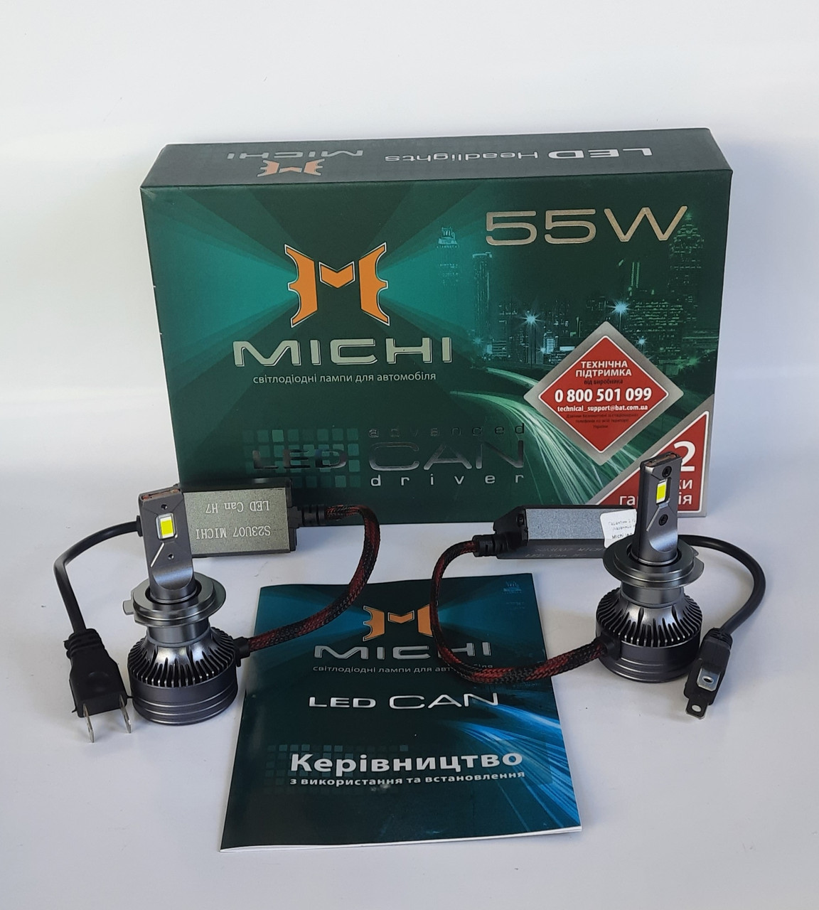Лампи світлодіодні Michi MI LED Can H7 55 W 5500 K 12v 24V (з обманкою), фото 1