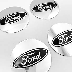 Наклейки на ковпачки заглушки в диски FORD (Форд) 56 мм Сріблясті 4 шт, фото 2