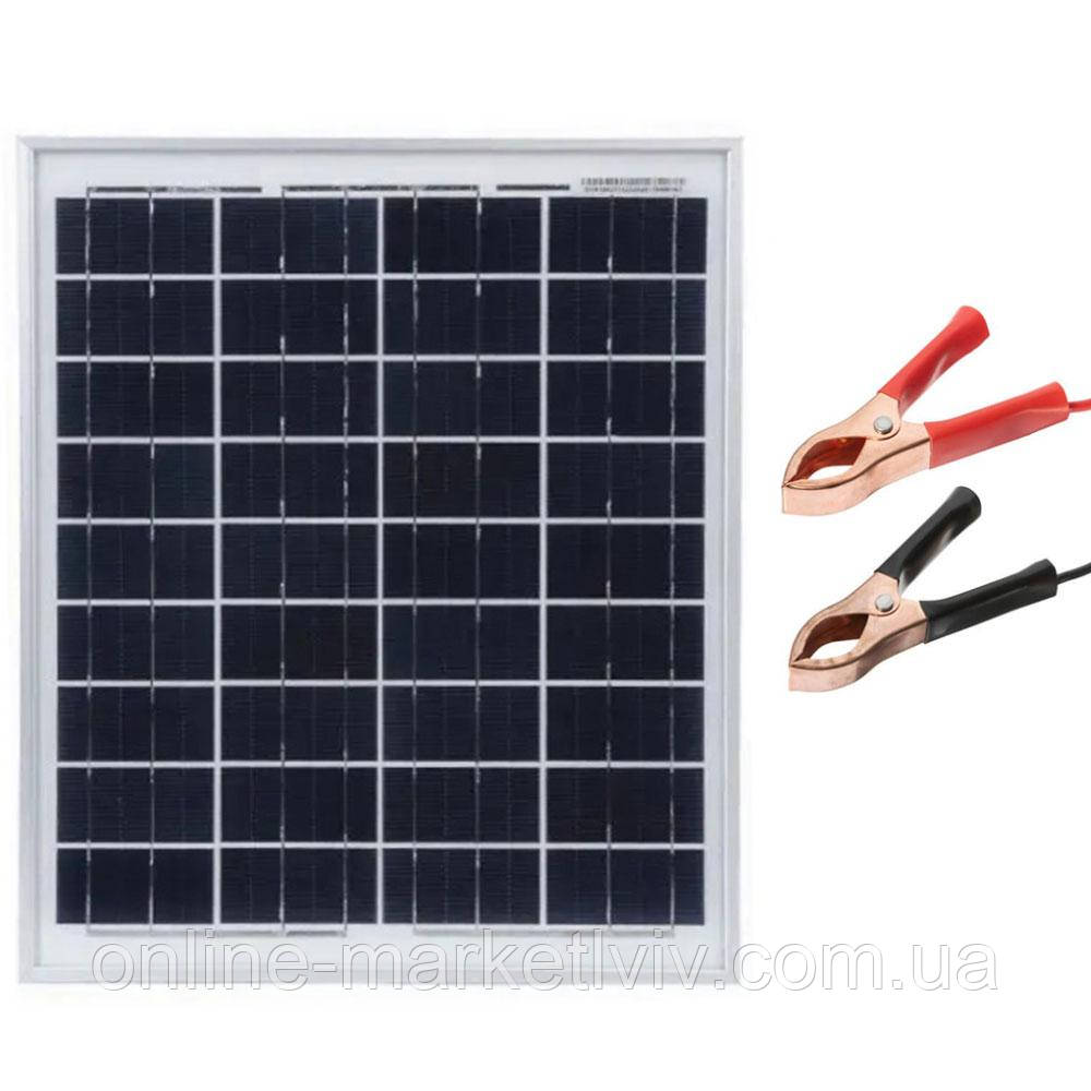 Сонячна панель 20V 18W, 40х36см / Портативна сонячна батарея для зарядки акумулятора авто