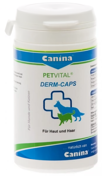 Добавка Canina Petvital Dеrm-Caps для шерсти собак и кошек, 100 таблеток - фото 1 - id-p1745975896