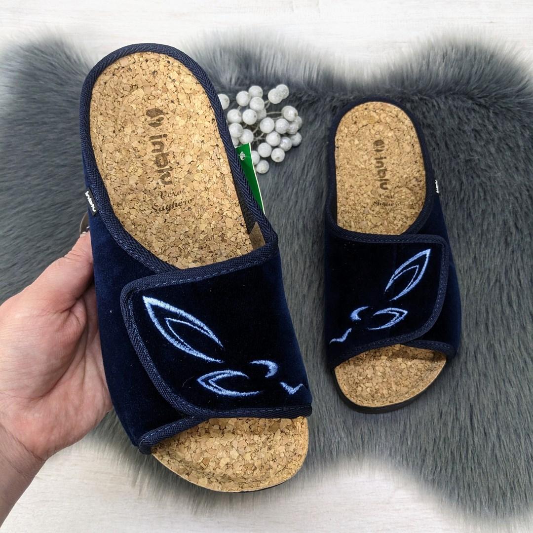 Капці жіночі Inblu на липучці з корковою устілкою сині 4249