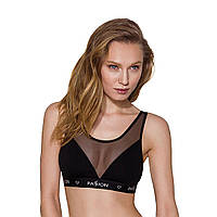 Топ з прозорою вставкою Passion PS002 TOP black, size S SND