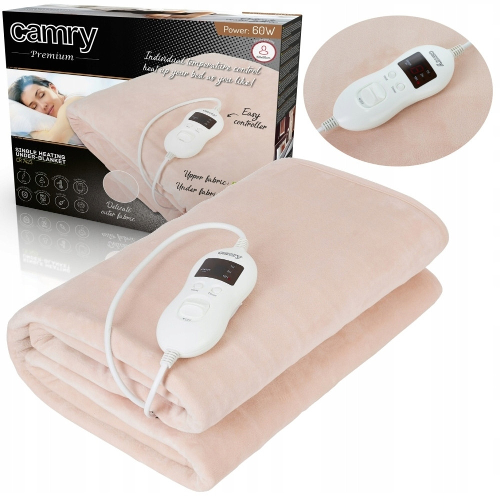Електроковдра Camry CR 7423 — 8 режимів, таймер 1/2/10 год, прати в машинці, фото 1